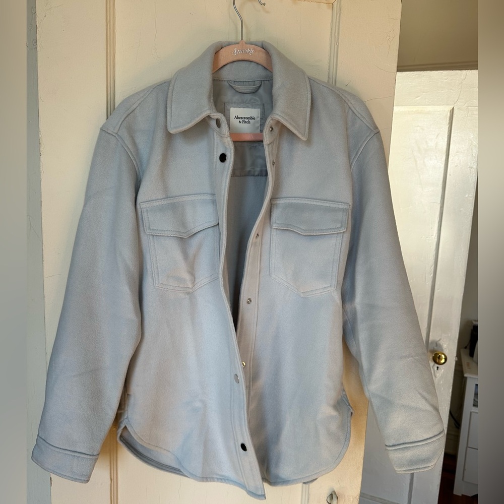 Abercrombie and Fitch, powder blue, shirt jacket, size Medium, pre owned